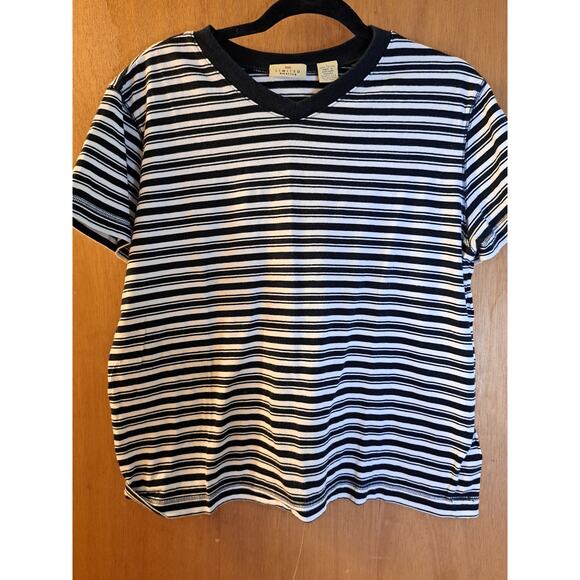 Women's Limited America Black and White Striped T-Shirt Size Large - Picture 2 of 7